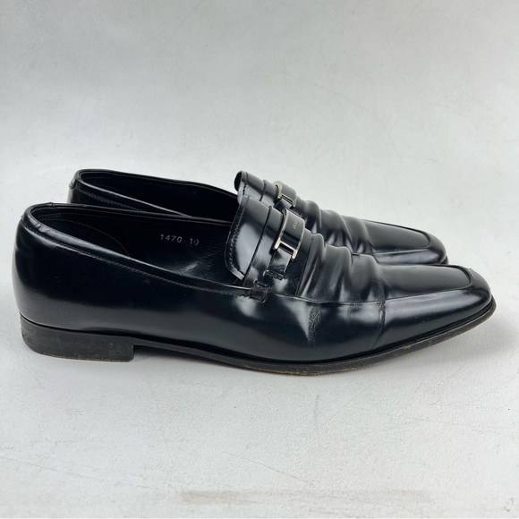 Prada Black Leather Loafers - Picture 1 of 8